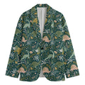Cute Dino Tropical Leaves Pattern Print Men's Blazer