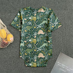 Cute Dino Tropical Leaves Pattern Print Men's Bodysuit