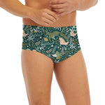 Cute Dino Tropical Leaves Pattern Print Men's Briefs