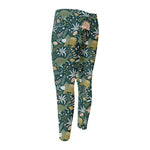 Cute Dino Tropical Leaves Pattern Print Men's Compression Pants