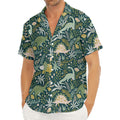 Cute Dino Tropical Leaves Pattern Print Men's Deep V-Neck Shirt