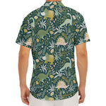 Cute Dino Tropical Leaves Pattern Print Men's Deep V-Neck Shirt