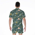 Cute Dino Tropical Leaves Pattern Print Men's Rompers