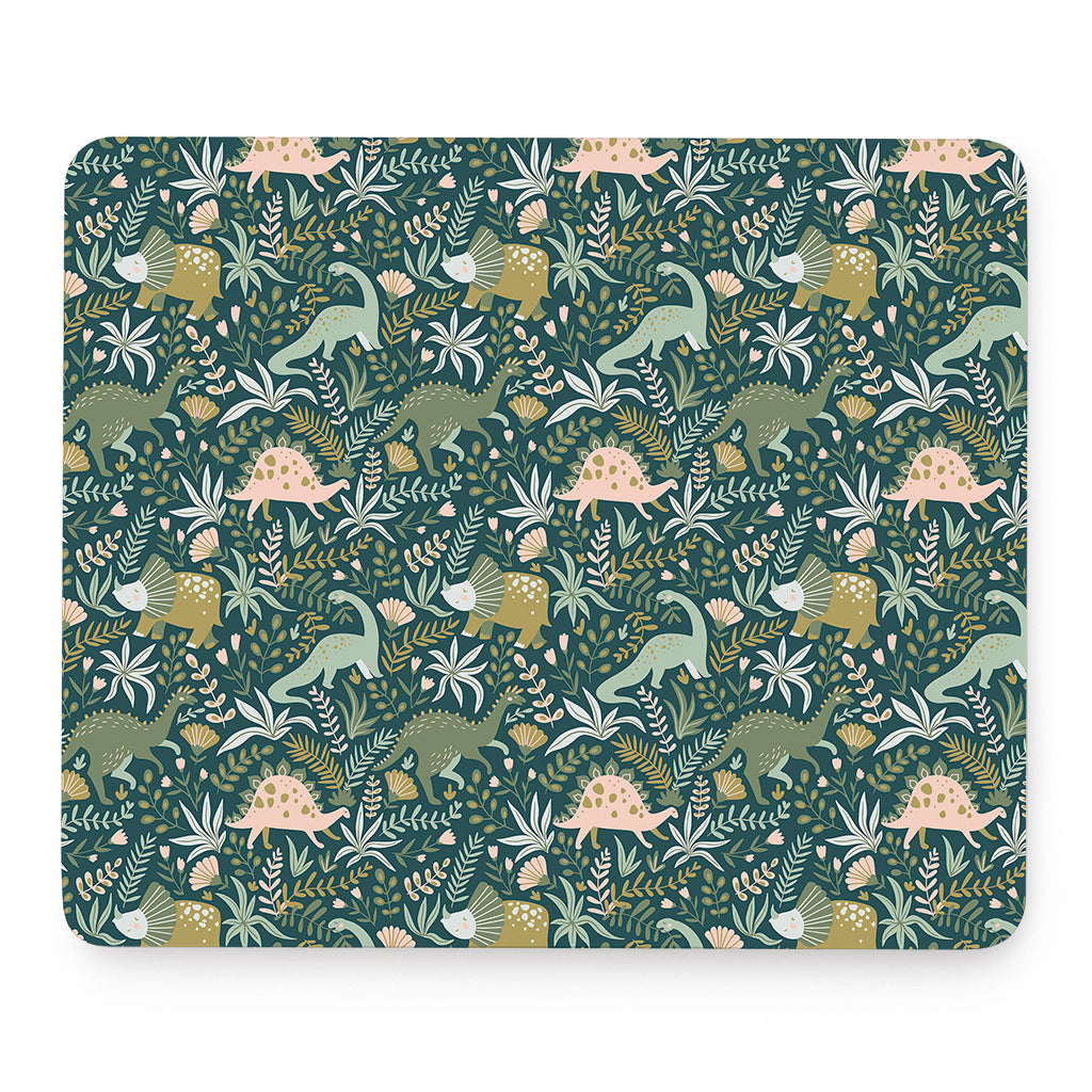 Cute Dino Tropical Leaves Pattern Print Mouse Pad