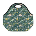 Cute Dino Tropical Leaves Pattern Print Neoprene Lunch Bag