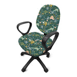 Cute Dino Tropical Leaves Pattern Print Office Chair Cover