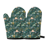 Cute Dino Tropical Leaves Pattern Print Oven Mitts