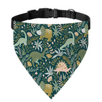 Cute Dino Tropical Leaves Pattern Print Over The Collar Dog Bandana