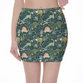 Cute Dino Tropical Leaves Pattern Print Pencil Mini Skirt