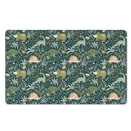 Cute Dino Tropical Leaves Pattern Print Polyester Doormat
