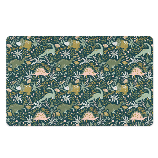 Cute Dino Tropical Leaves Pattern Print Polyester Doormat