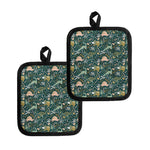 Cute Dino Tropical Leaves Pattern Print Pot Holders