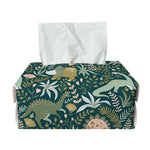 Cute Dino Tropical Leaves Pattern Print Rectangle Tissue Box Cover