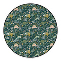 Cute Dino Tropical Leaves Pattern Print Round Floor Mat