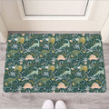 Cute Dino Tropical Leaves Pattern Print Rubber Doormat