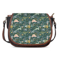 Cute Dino Tropical Leaves Pattern Print Saddle Bag