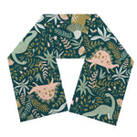 Cute Dino Tropical Leaves Pattern Print Scarf