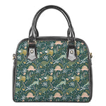Cute Dino Tropical Leaves Pattern Print Shoulder Handbag