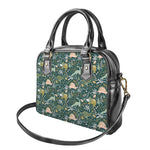 Cute Dino Tropical Leaves Pattern Print Shoulder Handbag
