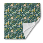 Cute Dino Tropical Leaves Pattern Print Silk Bandana