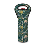 Cute Dino Tropical Leaves Pattern Print Single Neoprene Wine Tote