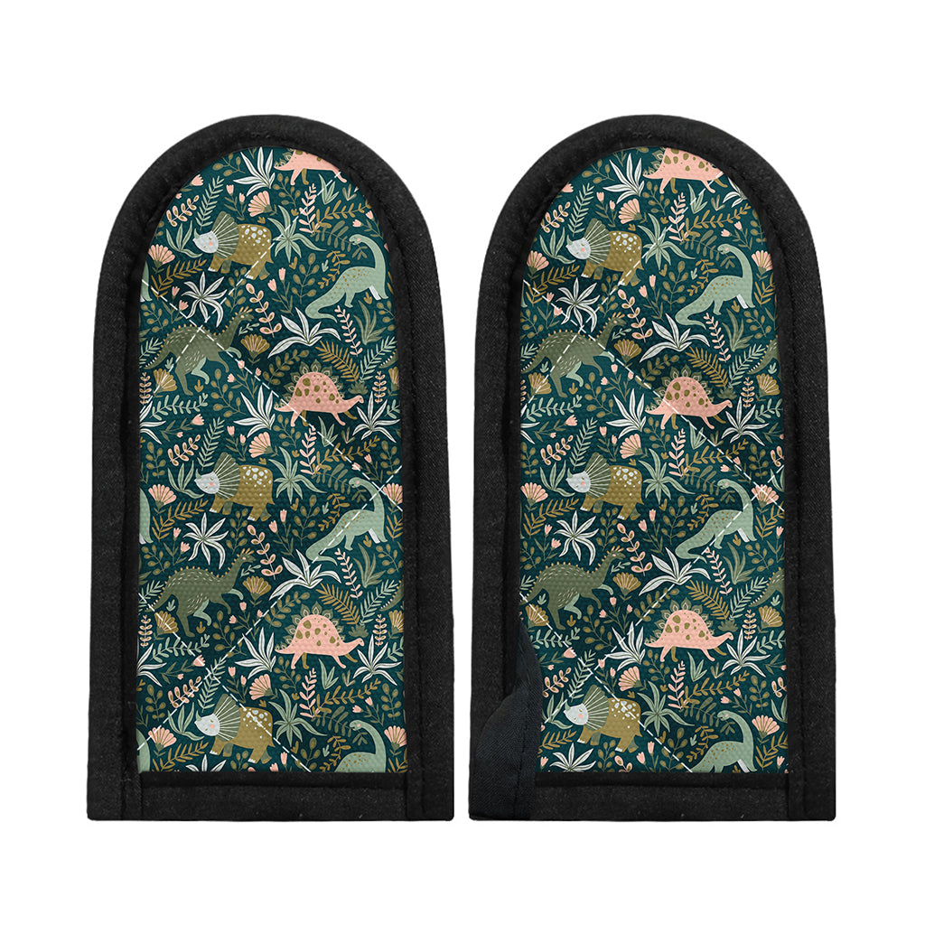 Cute Dino Tropical Leaves Pattern Print Skillet Handle Cover