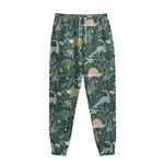 Cute Dino Tropical Leaves Pattern Print Sweatpants