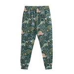 Cute Dino Tropical Leaves Pattern Print Sweatpants