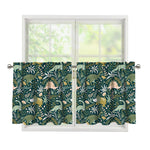 Cute Dino Tropical Leaves Pattern Print Tier Curtains
