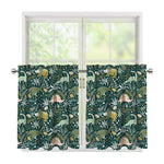 Cute Dino Tropical Leaves Pattern Print Tier Curtains