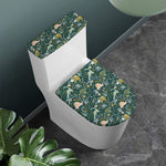 Cute Dino Tropical Leaves Pattern Print Toilet Lid And Tank Cover Set