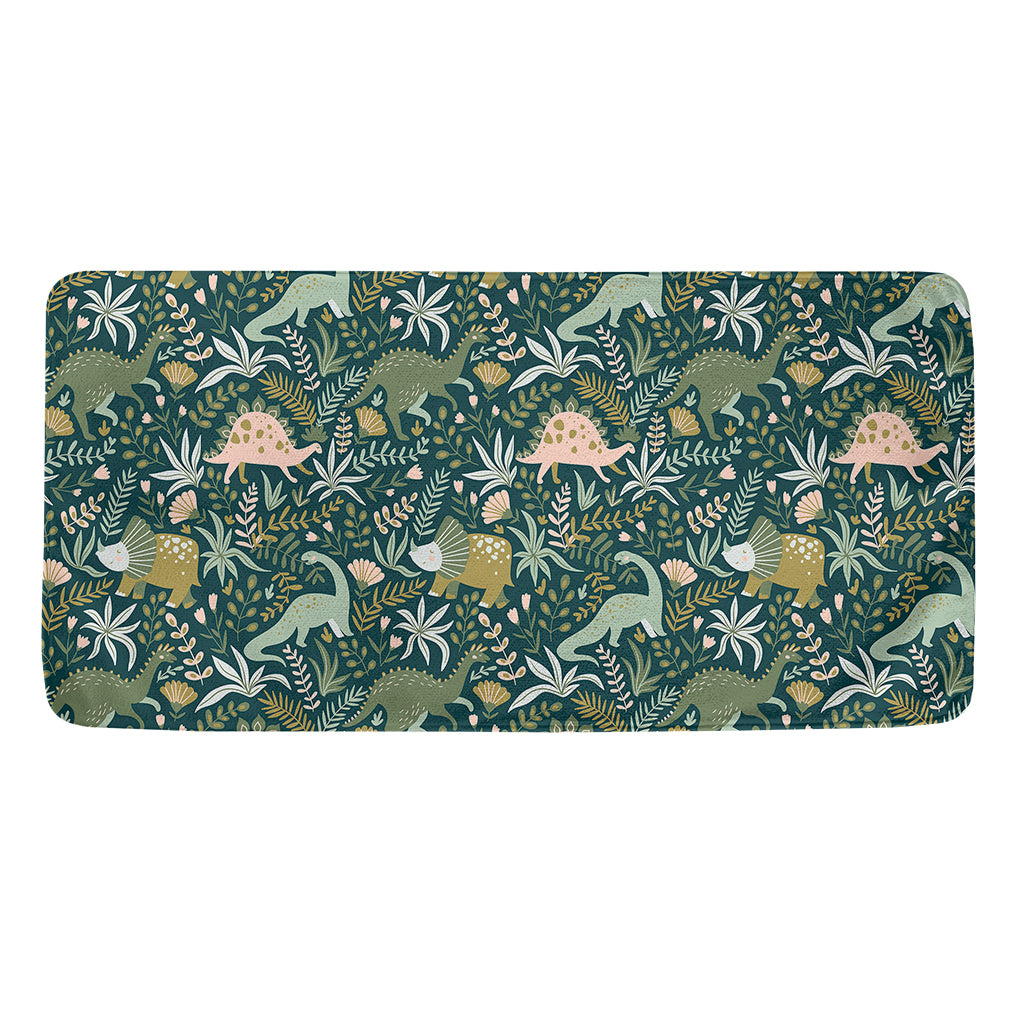 Cute Dino Tropical Leaves Pattern Print Towel