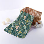 Cute Dino Tropical Leaves Pattern Print Towel