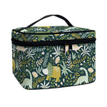Cute Dino Tropical Leaves Pattern Print Travel Makeup Bag