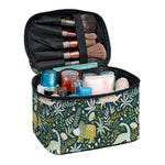 Cute Dino Tropical Leaves Pattern Print Travel Makeup Bag