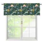 Cute Dino Tropical Leaves Pattern Print Window Valance
