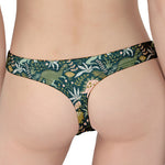 Cute Dino Tropical Leaves Pattern Print Women's Thong