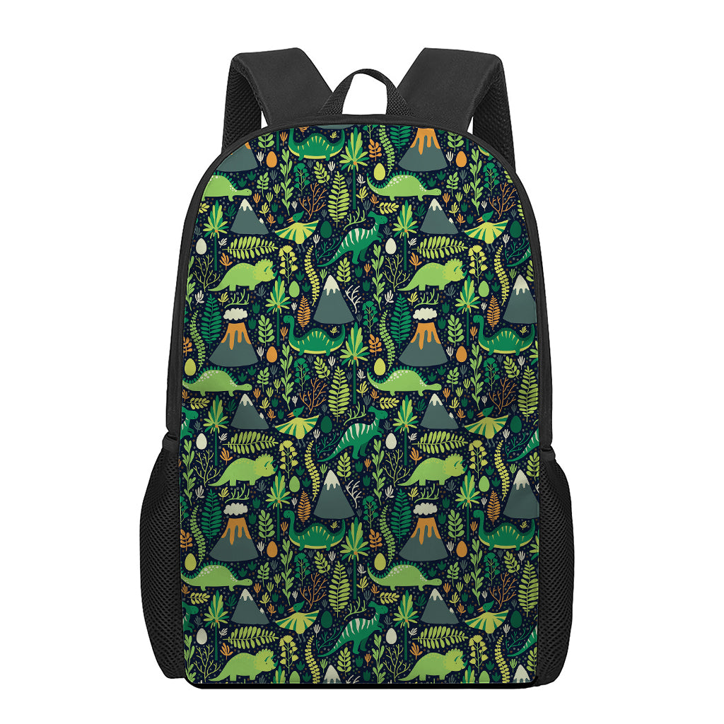 Cute Dinosaur And Floral Pattern Print 17 Inch Backpack