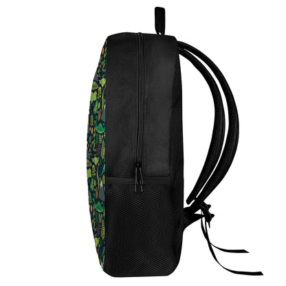 Cute Dinosaur And Floral Pattern Print 17 Inch Backpack