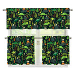 Cute Dinosaur And Floral Pattern Print 3 Piece Kitchen Curtains