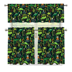 Cute Dinosaur And Floral Pattern Print 3 Piece Kitchen Curtains