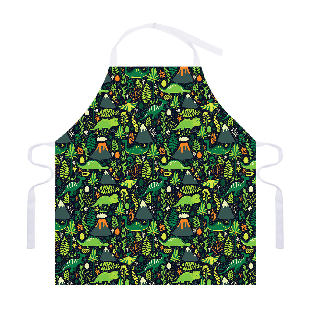 Cute Dinosaur And Floral Pattern Print Adjustable Apron