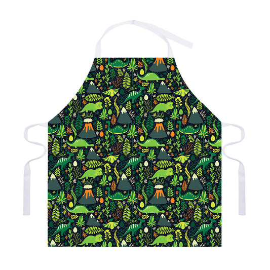 Cute Dinosaur And Floral Pattern Print Adjustable Apron