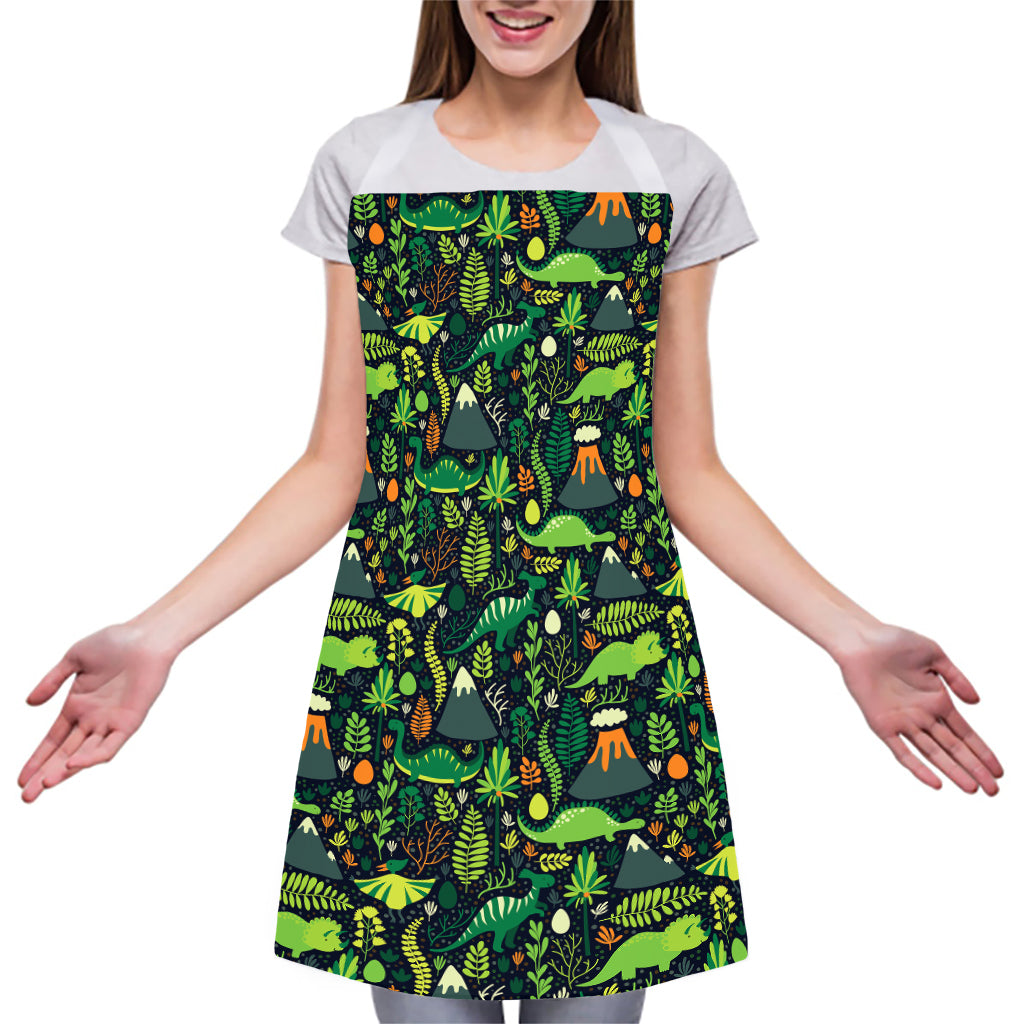 Cute Dinosaur And Floral Pattern Print Adjustable Apron