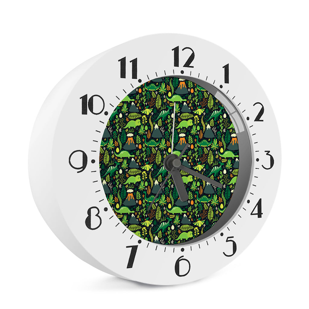 Cute Dinosaur And Floral Pattern Print Alarm Clock