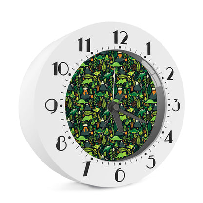 Cute Dinosaur And Floral Pattern Print Alarm Clock