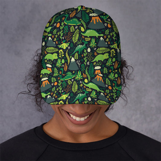 Cute Dinosaur And Floral Pattern Print Baseball Cap