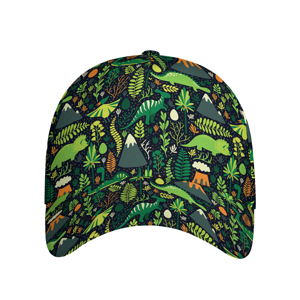 Cute Dinosaur And Floral Pattern Print Baseball Cap