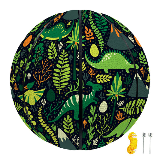 Cute Dinosaur And Floral Pattern Print Basketball