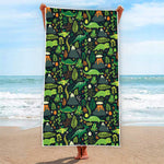 Cute Dinosaur And Floral Pattern Print Beach Towel